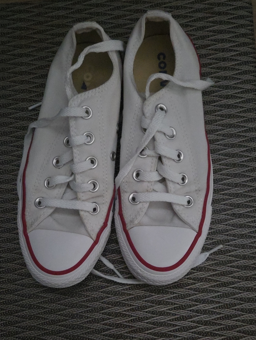 Converse White Low-Top Sneakers with Red Trim